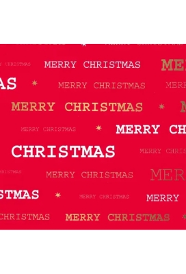 Kerstpapier merry xmas Rood Goud 40cm x 200meter