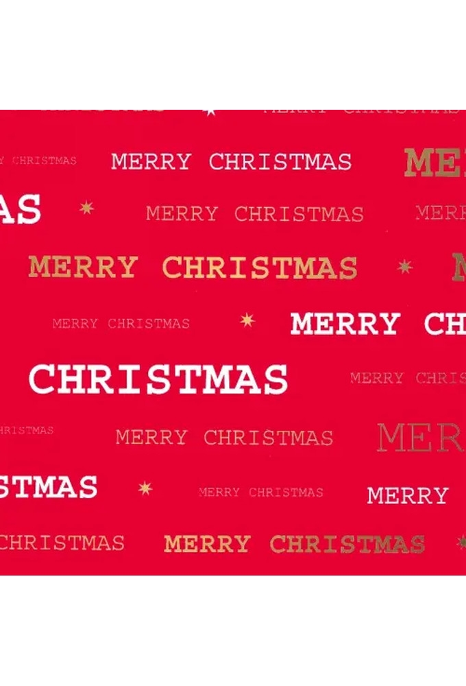 Kerstpapier merry xmas Rood Goud 40cm x 200meter