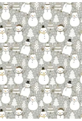 Kerstpapier snowman dance grijs 30cm x 200meter