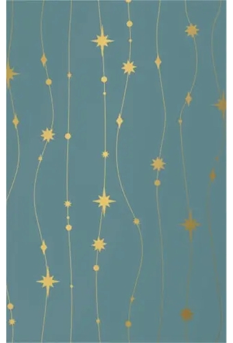 Kerstpapier stars are falling petrol Goud 70cm x 200meter