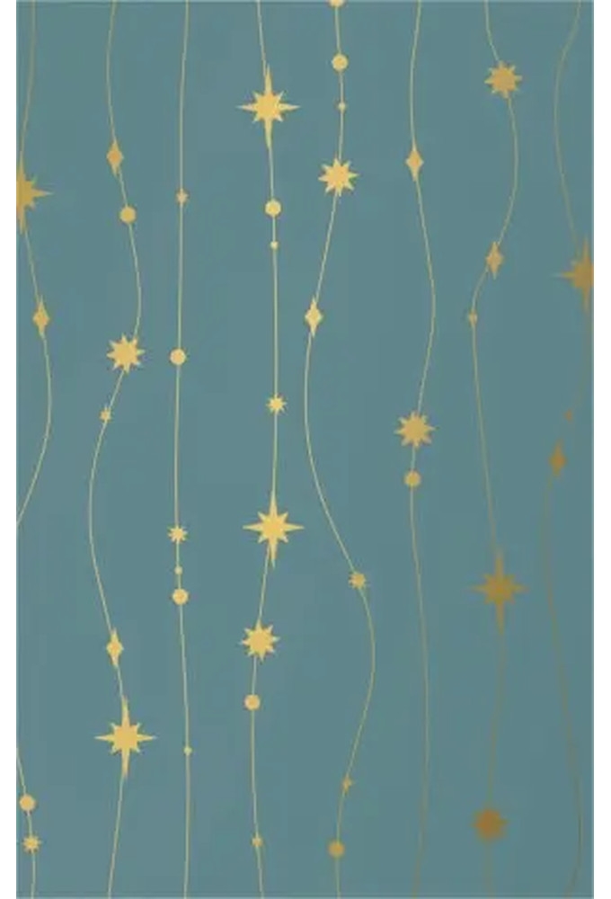 Kerstpapier stars are falling petrol Goud 70cm x 200meter