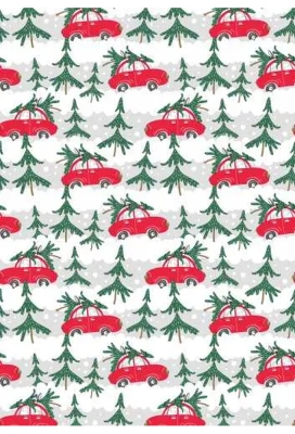 Kerstpapier xmas cars rood 40cm x 200meter