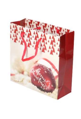 Kersttasjes Vierkant Xmas Kerstbal 17x6x17cm 12stuks