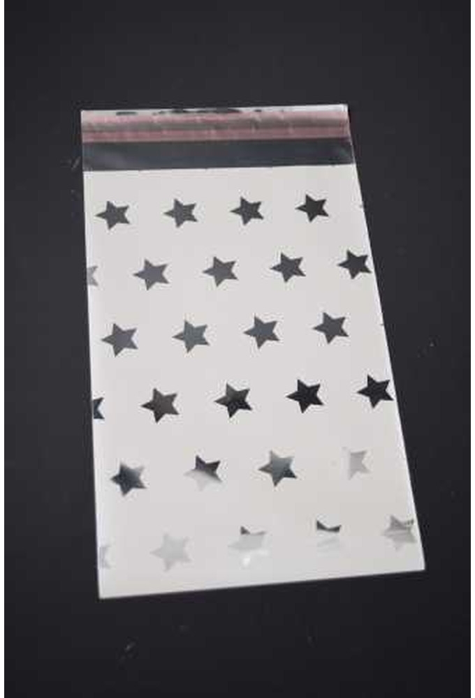 Kerstzakjes Folie Mita Zilver & Ster Plakstrip 15x23.5+3cm 100stuks