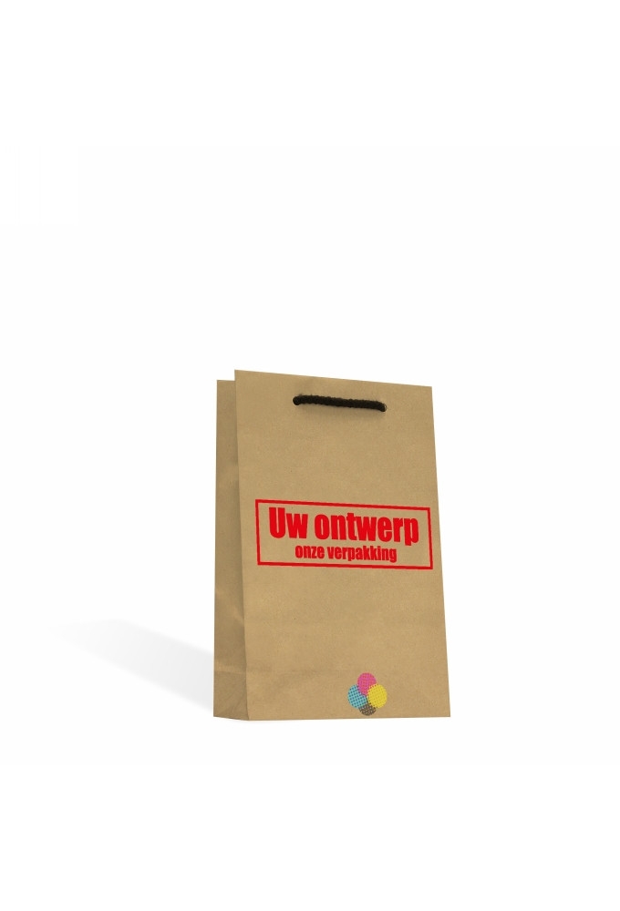Kraft Tassen Bedrukken Met Logo 120GRAM & Koord 16X7X25cm A5 FORMAAT