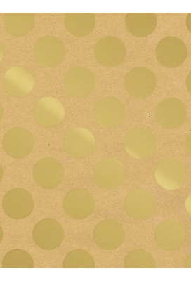 Kraftpapier Bruin recycled kraft big dots gold 70cm x 200meter