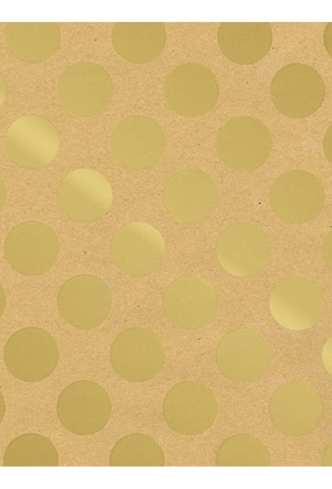 Kraftpapier Bruin recycled kraft big dots gold 70cm x 200meter