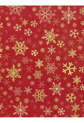 Kraftpapier Bruin recycled kraft snow crystal red gold 70cm x 200meter