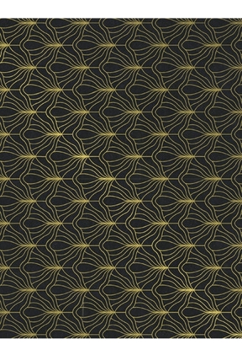 Kraftpapier Reclycled kraft artdeco fan black gold 70cm x 200meter