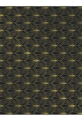 Kraftpapier Reclycled kraft artdeco fan black gold 70cm x 200meter