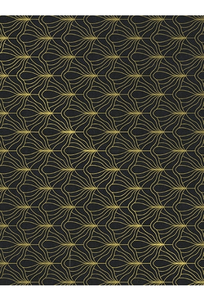 Kraftpapier Reclycled kraft artdeco fan black gold 70cm x 200meter
