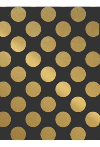 Kraftpapier Reclycled kraft big dots black & gold 50cm x 100meter