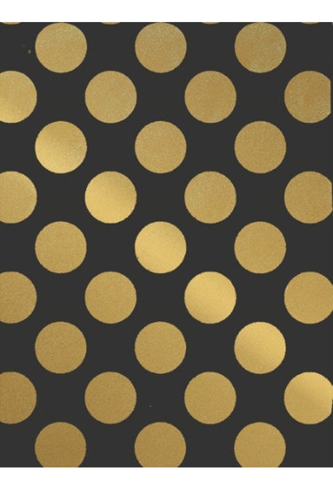 Kraftpapier Reclycled kraft big dots black & gold 50cm x 100meter