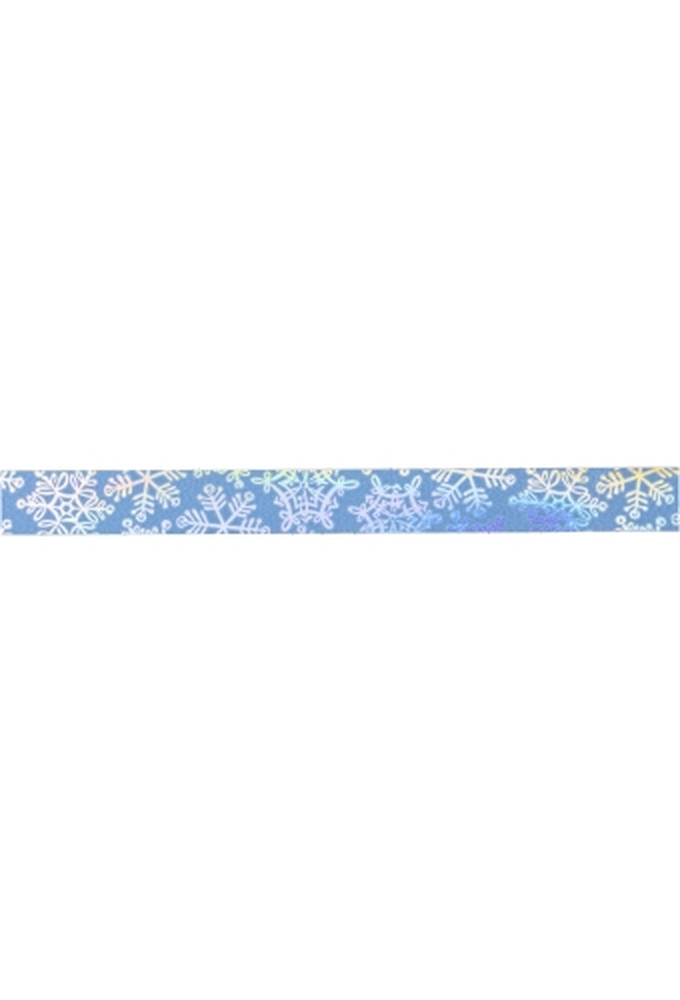 Krullint Blauw Holographic Sneeuw Zilver 15mm x 100 meter