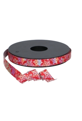 Krullint Rood Holographic Sneeuw Zilver 15mm x 100 meter