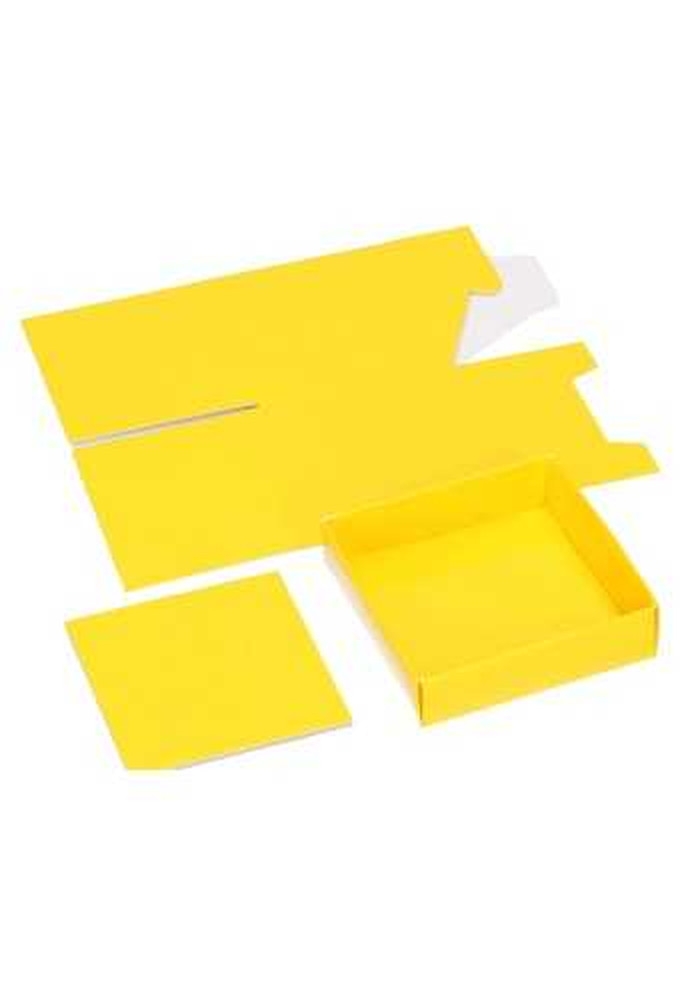 Kubus Kadodoosjes & Deksel Glans Geel KrabBon 10x10x9cm 500gr 25stuks