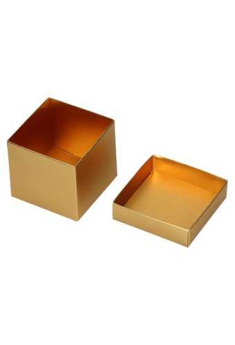 Kubus Kadodoosjes & Deksel Mat Goud KrabBon 8x8x7.5cm 250gr 25stuks