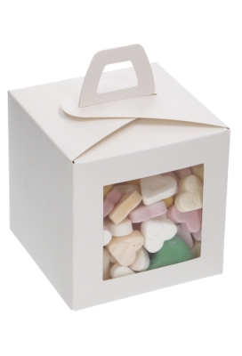 Kubusdoosje Met Venster & Hengsel Wit Mat 10x10x10cm 25stuks