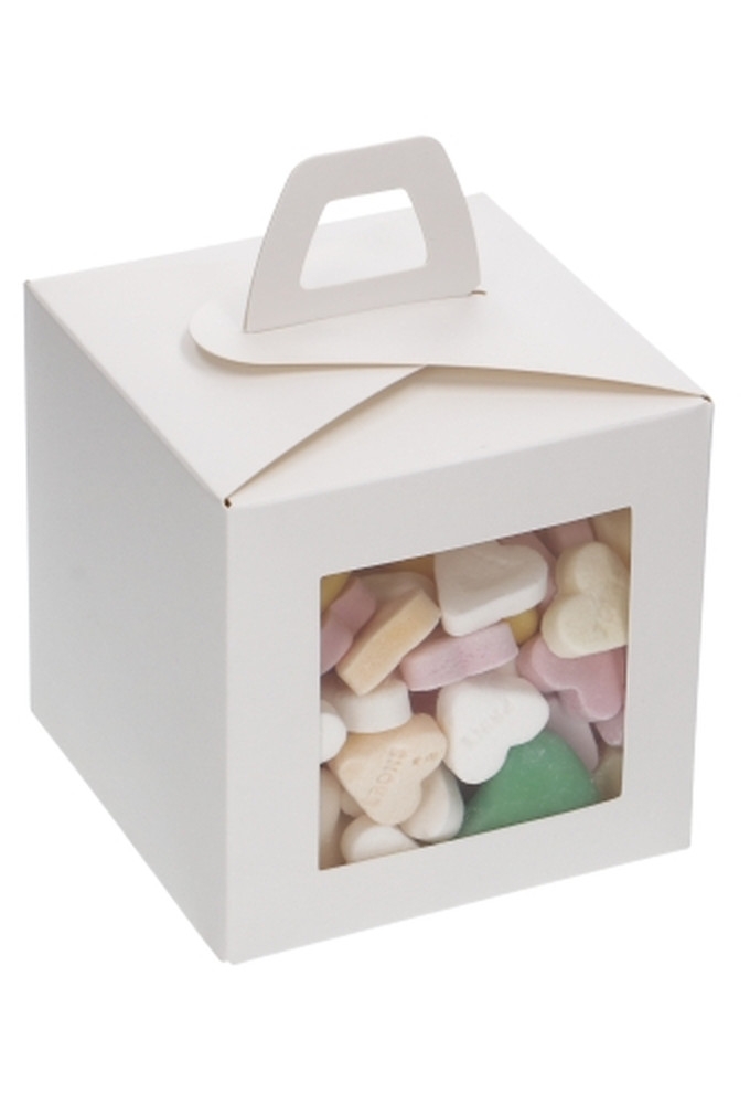 Kubusdoosje Met Venster & Hengsel Wit Mat 10x10x10cm 25stuks