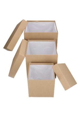 LUXE KANT & KLARE Flowerbox Latemar Naturel Groot Vierkant Set 3 stuks
