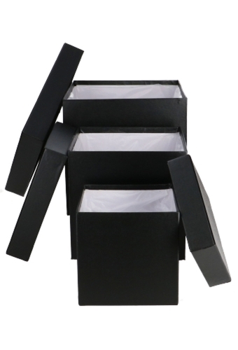 LUXE KANT & KLARE Flowerbox Latemar Zwart Groot Vierkant Set 3stuks