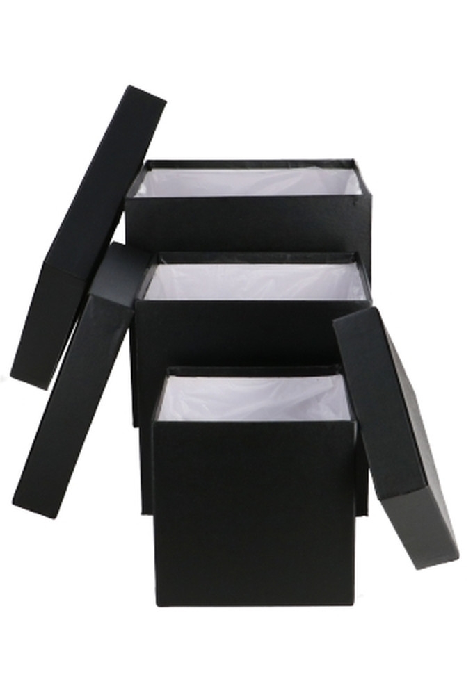 LUXE KANT & KLARE Flowerbox Latemar Zwart Groot Vierkant Set 3stuks