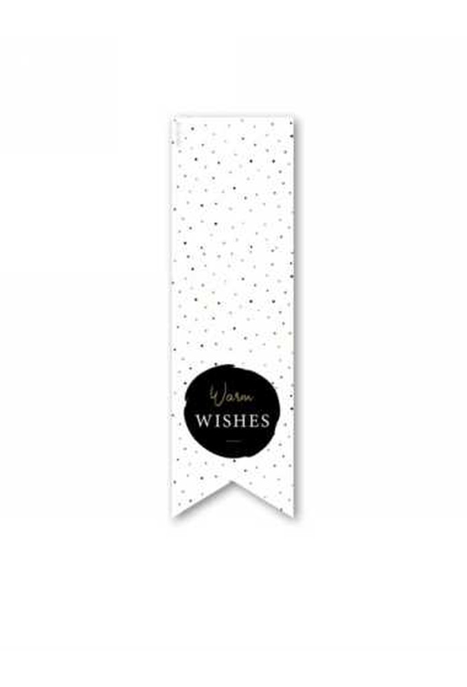 Langwerpig Sluitzegel Kerst Warm Whishes 3.5 x 11.5cm 200stuks