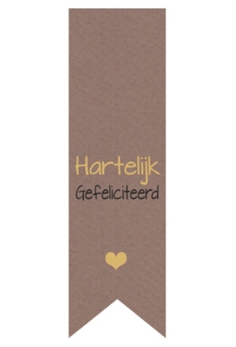 Langwerpig Vaandel Feest Hartelijk Gefeliciteerd 2.5 x 8.5cm 250stuks