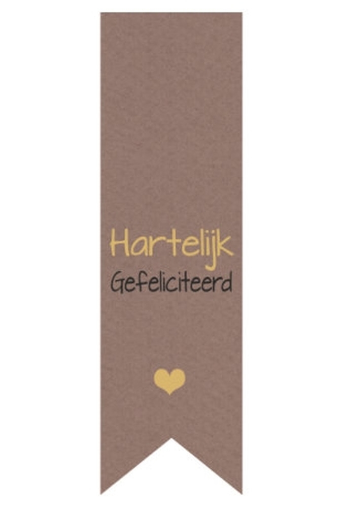 Langwerpig Vaandel Feest Hartelijk Gefeliciteerd 2.5 x 8.5cm 250stuks