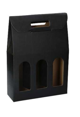 Luxe Bierverpakking  Zwart voor 3flesjes 75cl Bier 27x9x38.5cm 30stuks