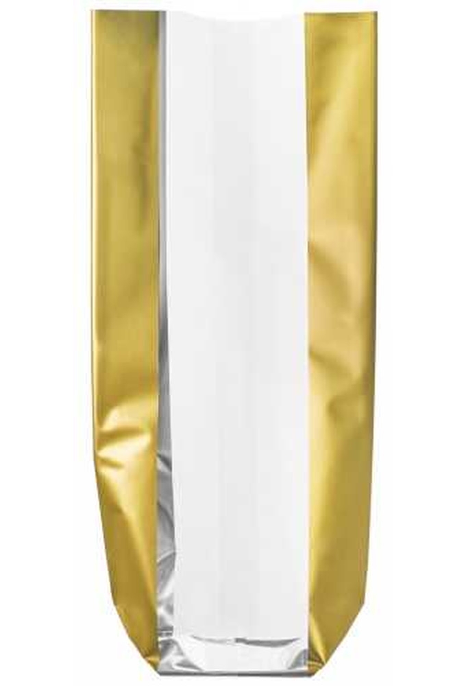 Luxe Cellofaan Zakjes Golden Edge & Zilveren Bodem 10x4x22cm 100st