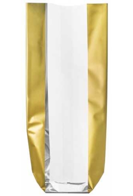 Luxe Cellofaan Zakjes Golden Edge & Zilveren Bodem 12x4x26cm 100st