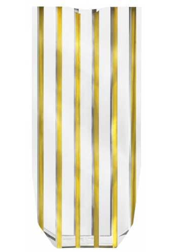 Luxe Cellofaan Zakjes Goud Line & Zilveren Bodem14x4x30.5cm 100stuks