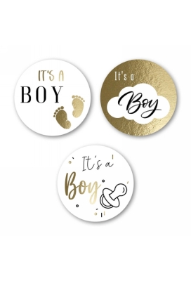 Luxe Etiketten Baby It's a Boy Metallic Goud 4cm 3x 100stuks