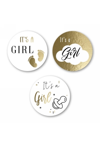 Luxe Etiketten Baby It's a Girl Metallic Goud 4cm 3x 100stuks