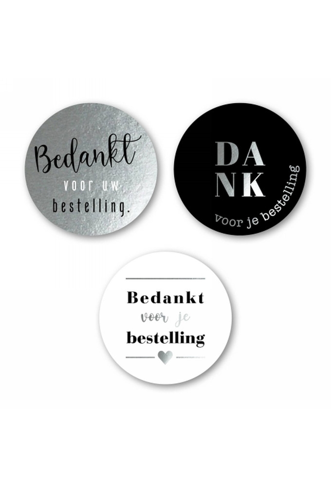 Luxe Etiketten Everyday Bedankt Metallic Zilver 4cm 3x 100stuks