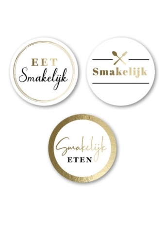 Luxe Etiketten Everyday Eet Smakelijk Metallic Goud 4cm 3x 100stuks