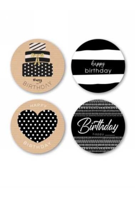 Luxe Etiketten Feest Happy Birthday 4cm 4x 125stuks