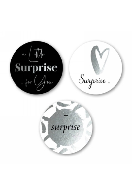 Luxe Etiketten Feest Surprise Metallic Zilver 4cm 3x 100stuks