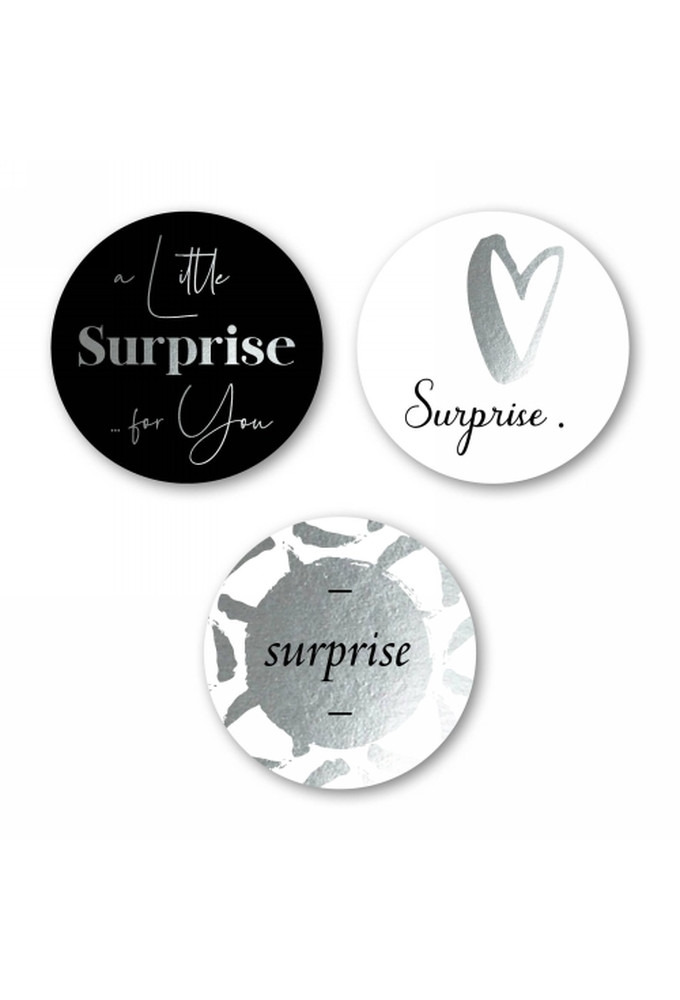 Luxe Etiketten Feest Surprise Metallic Zilver 4cm 3x 100stuks