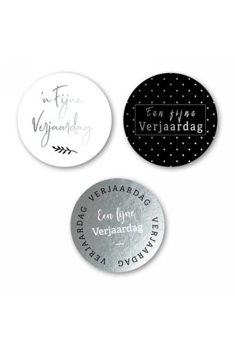 Luxe Etiketten Fijne Verjaardag Metallic 4cm 3x 100stuks