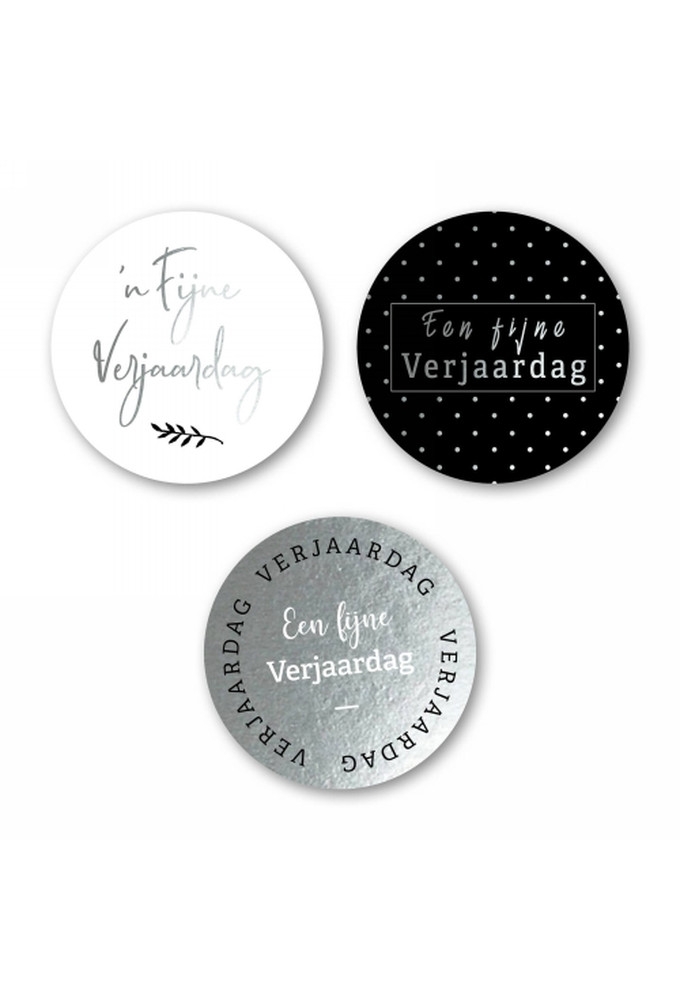 Luxe Etiketten Fijne Verjaardag Metallic 4cm 3x 100stuks