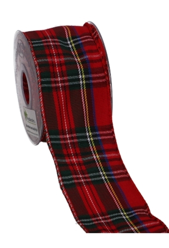 Luxe Kadolint Met IJzerdraad Tartan Schotse Ruit 63mm x 10meter