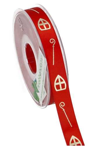 Luxe Kadolint Sint Mijter & Staf Rood 15mm x 25meter