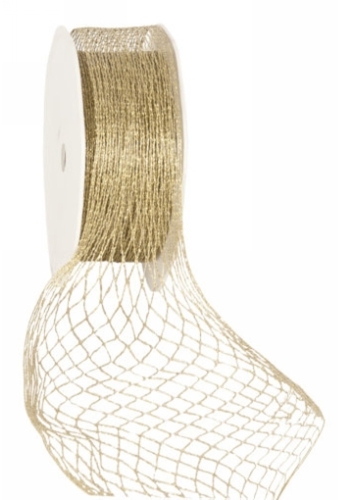 Luxe Kadolint Weblint Met IJzerdraad Goud 25mm x 10meter