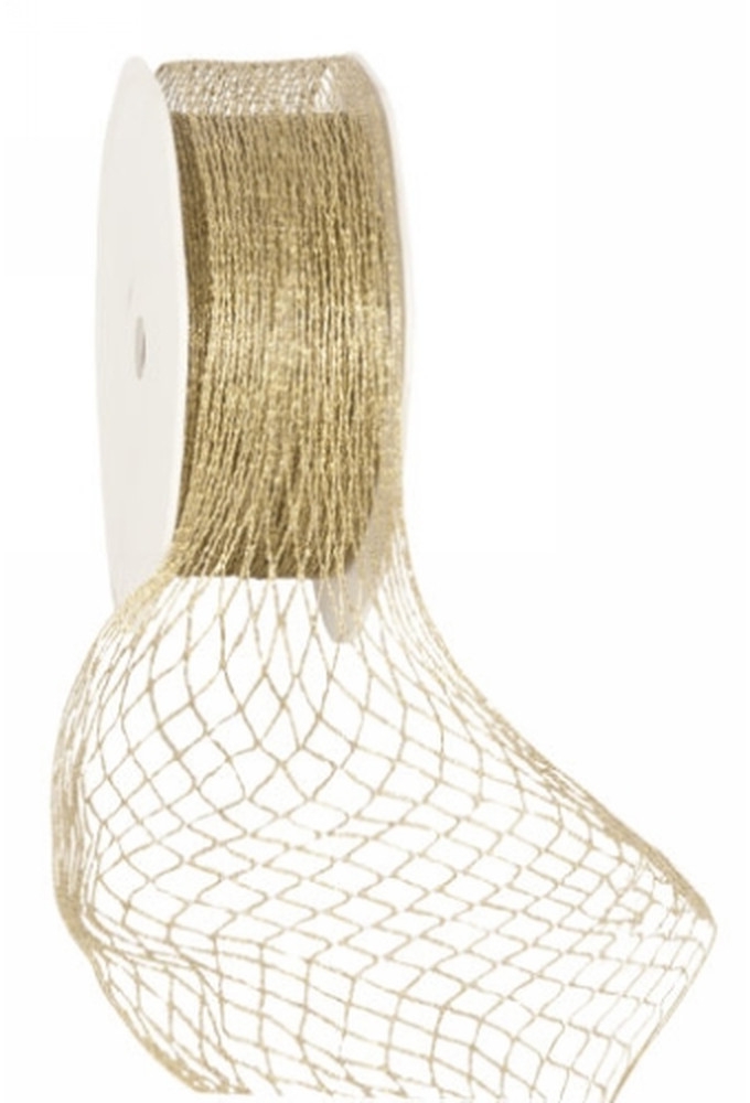 Luxe Kadolint Weblint Met IJzerdraad Goud 25mm x 10meter
