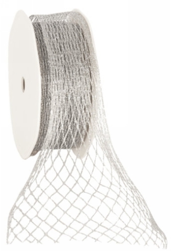 Luxe Kadolint Weblint Met IJzerdraad Zilver 25mm x 10meter