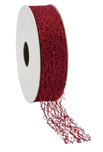 Luxe Kadolint Weblint Rood Metallic Glitter 25mm x 10meter OP IS OP