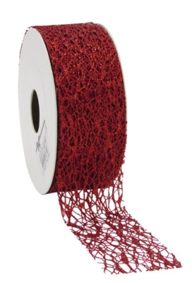 Luxe Kadolint Weblint Rood Metallic Glitter 38mm x 10meter OP IS OP
