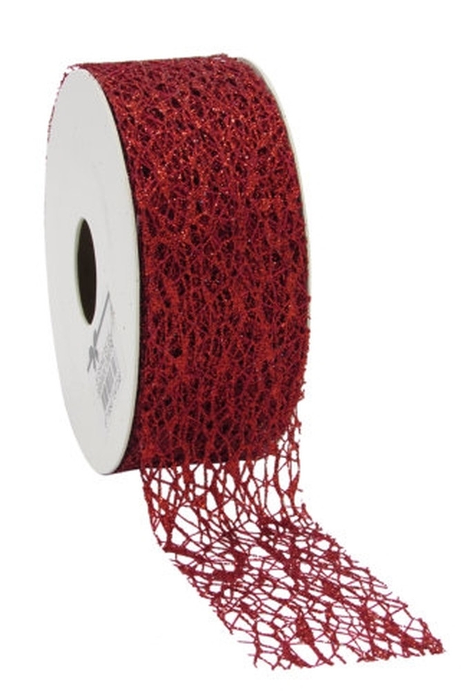 Luxe Kadolint Weblint Rood Metallic Glitter 38mm x 10meter OP IS OP